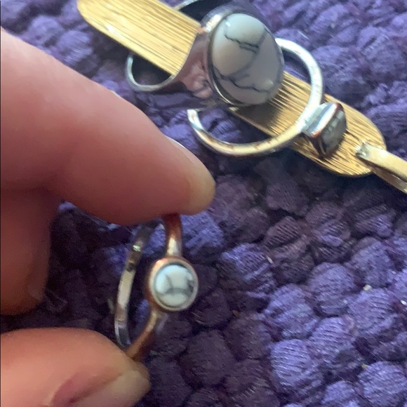 Set of 3 white stone rings - Picture 2 of 3